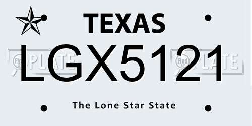 LGX5121 Texas License Plate