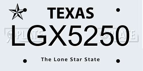 LGX5250 Texas License Plate