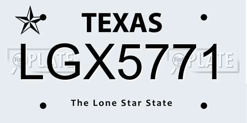 LGX5771 Texas License Plate