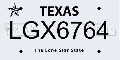 LGX6764 Texas License Plate