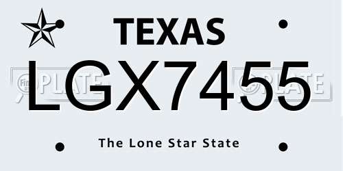LGX7455 Texas License Plate