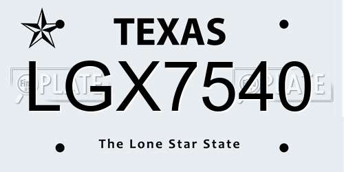 LGX7540 Texas License Plate