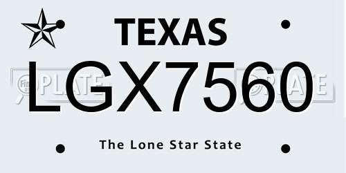 LGX7560 Texas License Plate
