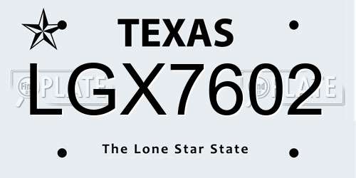 LGX7602 Texas License Plate