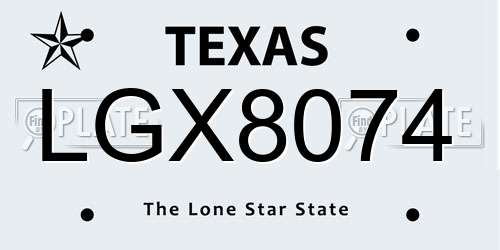 LGX8074 Texas License Plate