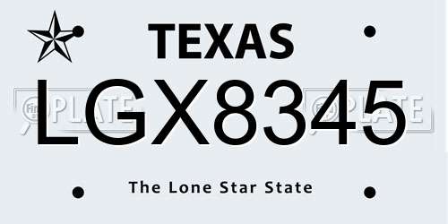 LGX8345 Texas License Plate
