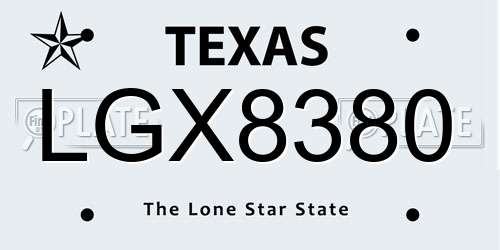 LGX8380 Texas License Plate