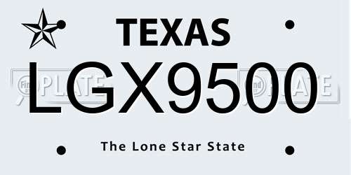 LGX9500 Texas License Plate