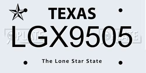 LGX9505 Texas License Plate