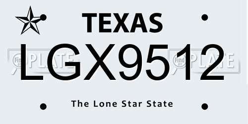 LGX9512 Texas License Plate