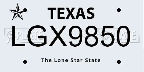 LGX9850 Texas License Plate