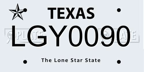 LGY0090 Texas License Plate
