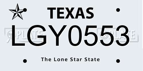LGY0553 Texas License Plate