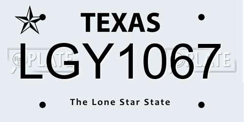 LGY1067 Texas License Plate