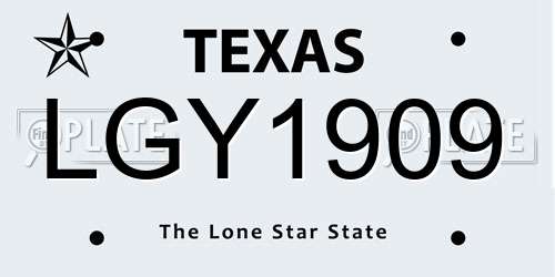 LGY1909 Texas License Plate