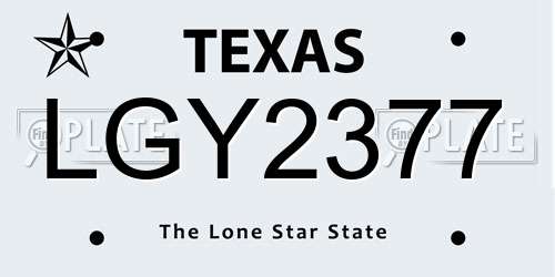 LGY2377 Texas License Plate