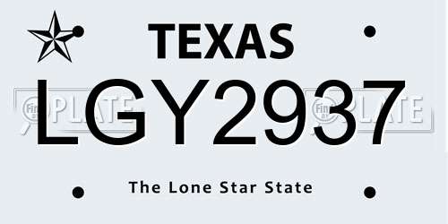 LGY2937 Texas License Plate
