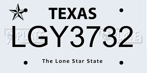 LGY3732 Texas License Plate