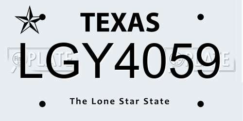 LGY4059 Texas License Plate