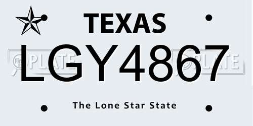 LGY4867 Texas License Plate