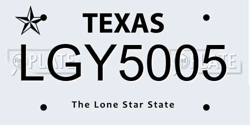 LGY5005 Texas License Plate