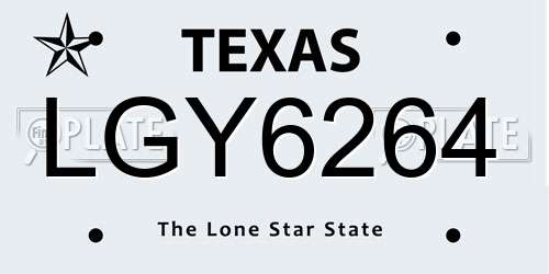 LGY6264 Texas License Plate