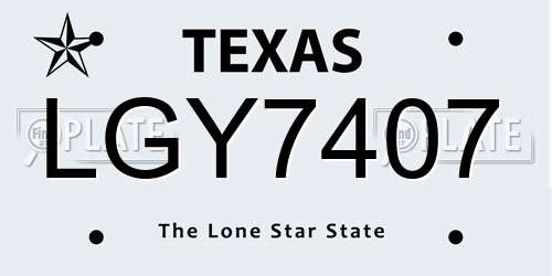 LGY7407 Texas License Plate