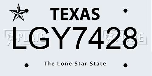 LGY7428 Texas License Plate