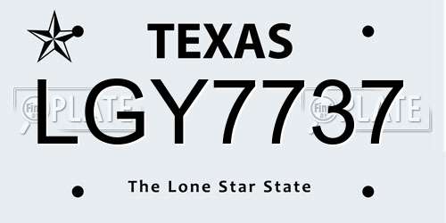 LGY7737 Texas License Plate