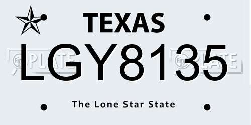 LGY8135 Texas License Plate