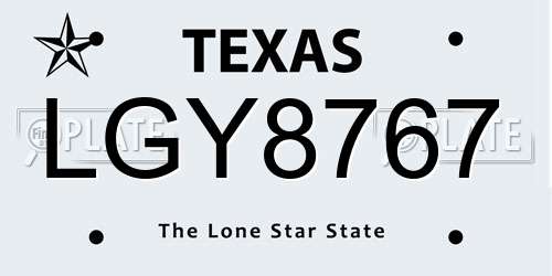 LGY8767 Texas License Plate