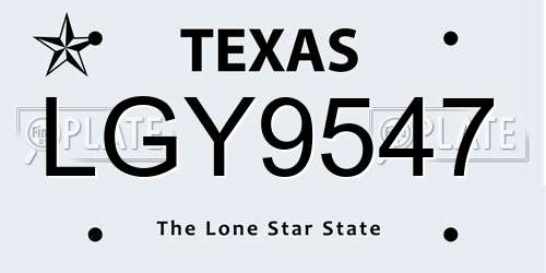 LGY9547 Texas License Plate