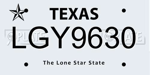 LGY9630 Texas License Plate