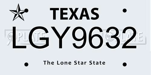 LGY9632 Texas License Plate