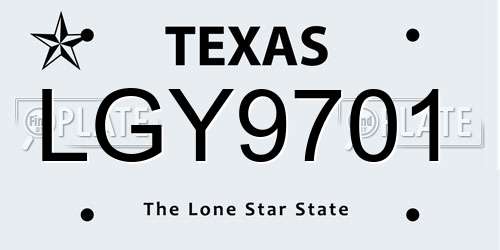LGY9701 Texas License Plate