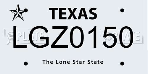 LGZ0150 Texas License Plate