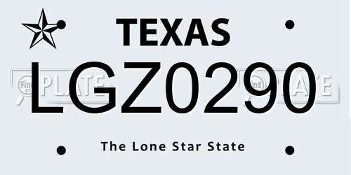 LGZ0290 Texas License Plate