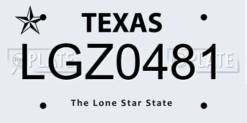 LGZ0481 Texas License Plate