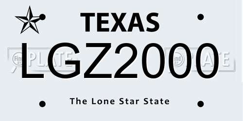 LGZ2000 Texas License Plate