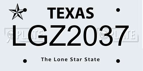 LGZ2037 Texas License Plate
