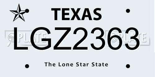 LGZ2363 Texas License Plate