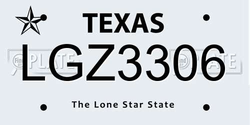 LGZ3306 Texas License Plate