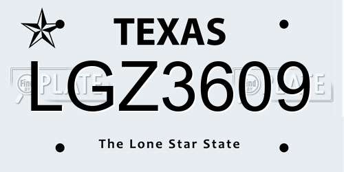 LGZ3609 Texas License Plate