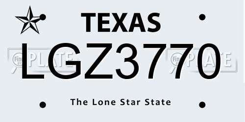 LGZ3770 Texas License Plate