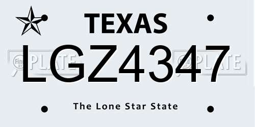 LGZ4347 Texas License Plate