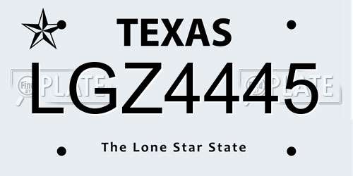 LGZ4445 Texas License Plate