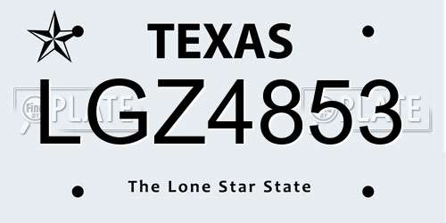 LGZ4853 Texas License Plate