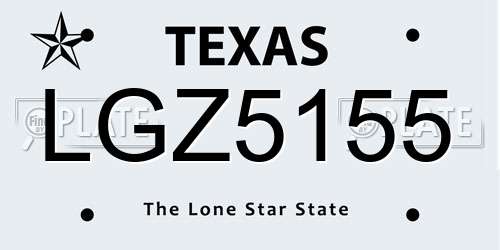 LGZ5155 Texas License Plate