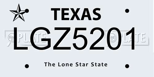 LGZ5201 Texas License Plate