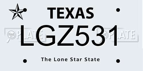 LGZ531 Texas License Plate